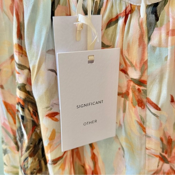 🆕 SIGNIFICANT OTHER Marino Cutout Linen Print Maxi Dress in Painted Floral US 8 - Picture 7 of 10